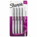 Sanford Sharpie, METALLIC FINE POINT PERMANENT MARKERS, BULLET TIP, SILVER, 4PK 39109PP